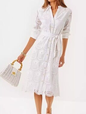 Lilly Pulitzer Eira Midi Shirtdress in Resort White Pineapple size 0 NWT